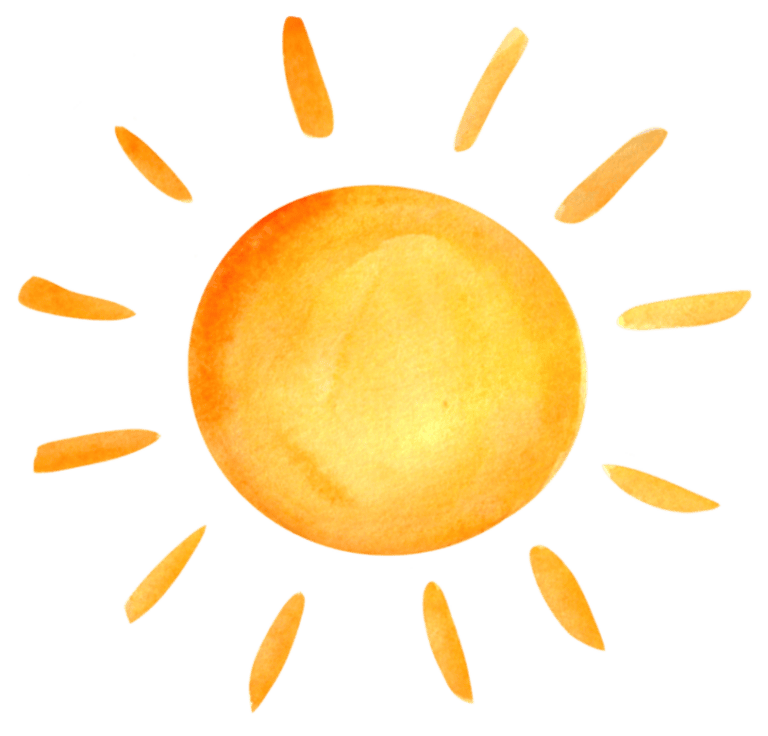 Illustration einer strahlenden Sonne in Orange